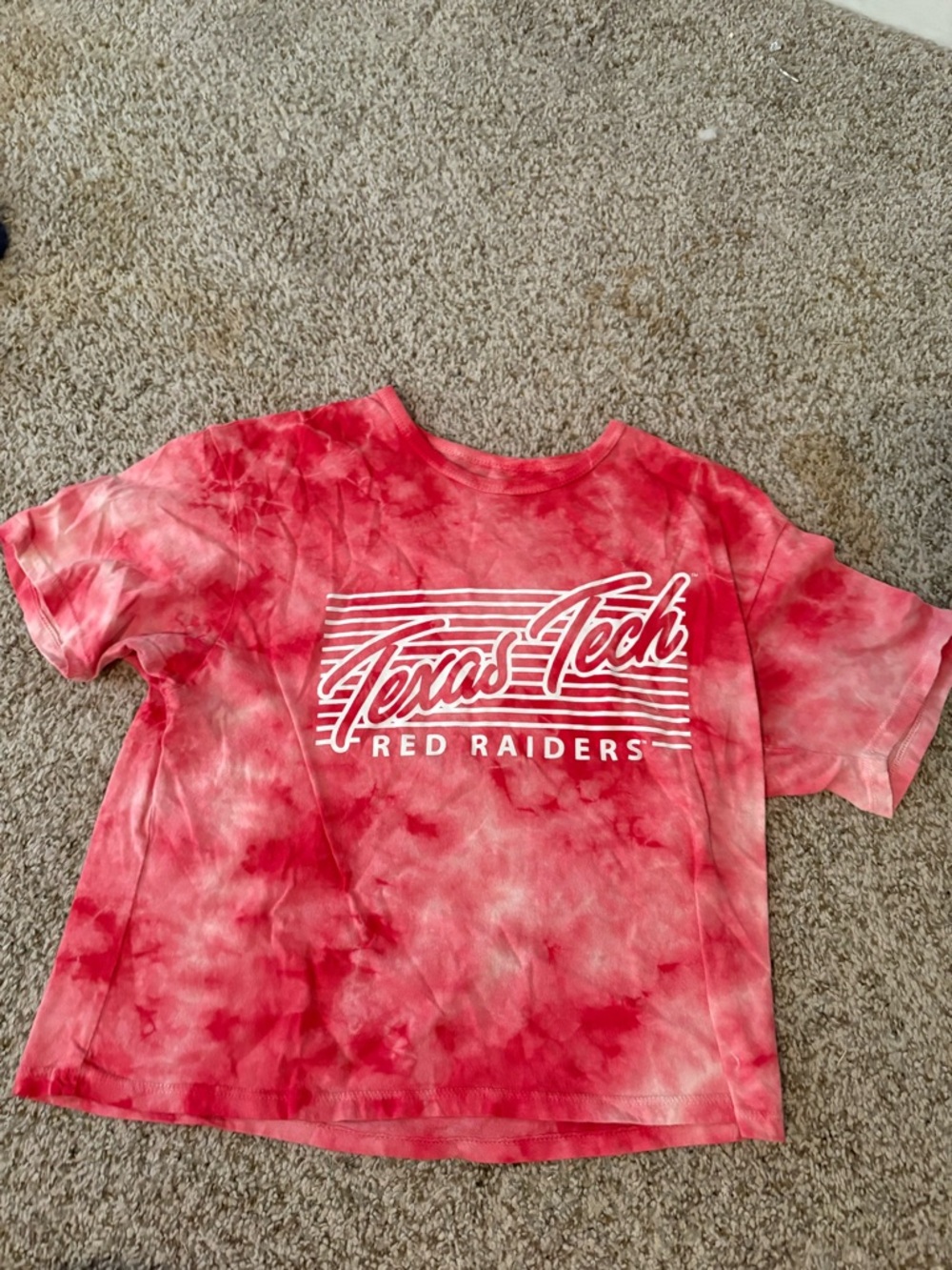 Women’s Red Tie-Dye Cropped T-Shirt - Red Raiders